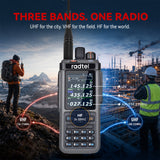 Radtel RT-1000Pro 27-30Mhz TX/RX (AM & FM Mod) + 108-136Mhz TX/RX (AM)+ UHF/VHF(FM), UHF 7W/VHF 8W Two Way Radio, LW/MW/SW RX at AM/FM/USB/LSB with GPS/APRS/Spectrum
