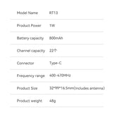 Radtel RT13 Super Mini Walkie Talkie PALM Radio Bing PTT Button UHF 400-470Mhz for Restaurants, hair salons, shopping malls（3 Pack）