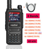 Radtel RT-470 6 Bands Amateur Ham Two Way Radio Station 256CH 10W Air Band Walkie Talkie NOAA LCD Color Police Scanner Aviation