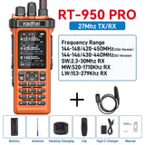 Radtel RT-950 PRO Orange (27Mhz TX/RX) 10W Walkie Talkie AM/FM/USB/LSB/CW Receive GPS/APRS Wireless Bluetooth Phone Programming NOAA Two Way Radio