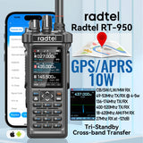 Radtel RT-950 Ham Radio 27Mhz RX 10W Walkie Talkie Long Range AM/FM/CB Receive GPS/APRS Wireless Bluetooth Phone Programming NOAA Two Way Radio