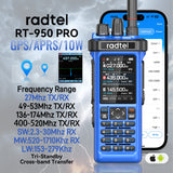 (Pre-order) Radtel RT-950 PRO Blue (27Mhz TX/RX) 10W Walkie Talkie AM/FM/USB/LSB/CW Receive GPS/APRS Wireless Bluetooth Phone Programming NOAA Two Way Radio