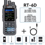 Radtel RT-6D DMR Radio 500K Contacts Dual Band Walkie Talkie  Dual Time Slot Two Way Radio Tier 1+2 Ham Radio 1024 Channels