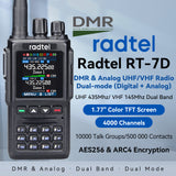 Radtel RT-7D DMR Radio UHF/VHF Dual Band Digital Analog Walkie Talkies with 4000 channels 10000 Talk Groups / 500 000 Contacts  AES256 & ARC4 Encryption