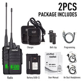 2pcs Radtel RT-493 IP67 Waterproof GMRS Radio Handheld 10W Long Range Two Way Radio for Adults, GMRS Repeater Capable, with GMRS Radio 400-420 Scanning & Receiving, Type-C Charging, Built-in Display