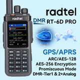 Radtel RT-6D PRO with GPS/APRS DMR Radio With 500K Contacts Dual Band Walkie Talkie  Dual Time Slot Two Way Radio Tier 1+2 Ham Radio 1024 Channels