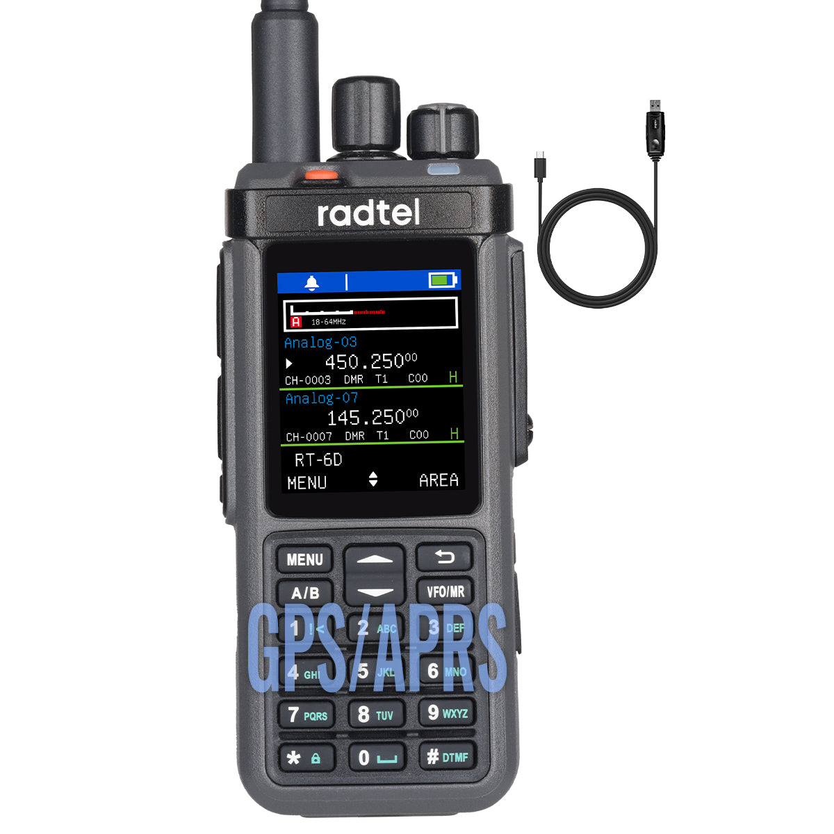Radtel RT-6D Pro DMR Radio With GPS/APRS 500K Contacts Dual Band Walkie Talkie Dual Time Slot Two Way Radio Tier 1+2 Ham Radio 1024 Channels