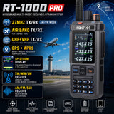 Radtel RT-1000Pro 27-30Mhz TX/RX (AM & FM Mod) + 108-136Mhz TX/RX (AM)+ UHF/VHF(FM), UHF 7W/VHF 8W Two Way Radio, LW/MW/SW RX at AM/FM/USB/LSB with GPS/APRS/Spectrum