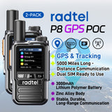 Radtel P8 GPS Rapid POC Radios Unlimited Range, 5000 Miles Above Walkie Talkie Nationwide Handheld PoC for Adults Rechargeable PTT, Long Distance Walkie-talkies 2-pack