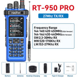 Radtel RT-950 PRO Blue (27Mhz TX/RX) 10W Walkie Talkie AM/FM/USB/LSB/CW Receive GPS/APRS Wireless Bluetooth Phone Programming NOAA Two Way Radio