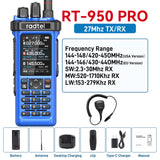 Radtel RT-950 PRO Blue (27Mhz TX/RX) 10W Walkie Talkie AM/FM/USB/LSB/CW Receive GPS/APRS Wireless Bluetooth Phone Programming NOAA Two Way Radio