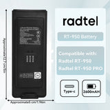 Radtel RT-950 RT-950 PRO  Rechargeable 2600mAh Li-ion Battery