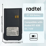 Li-ion Battery Pack 7.4V 3500mA for Radtel RT-830 Walkie Talkie Accessories
