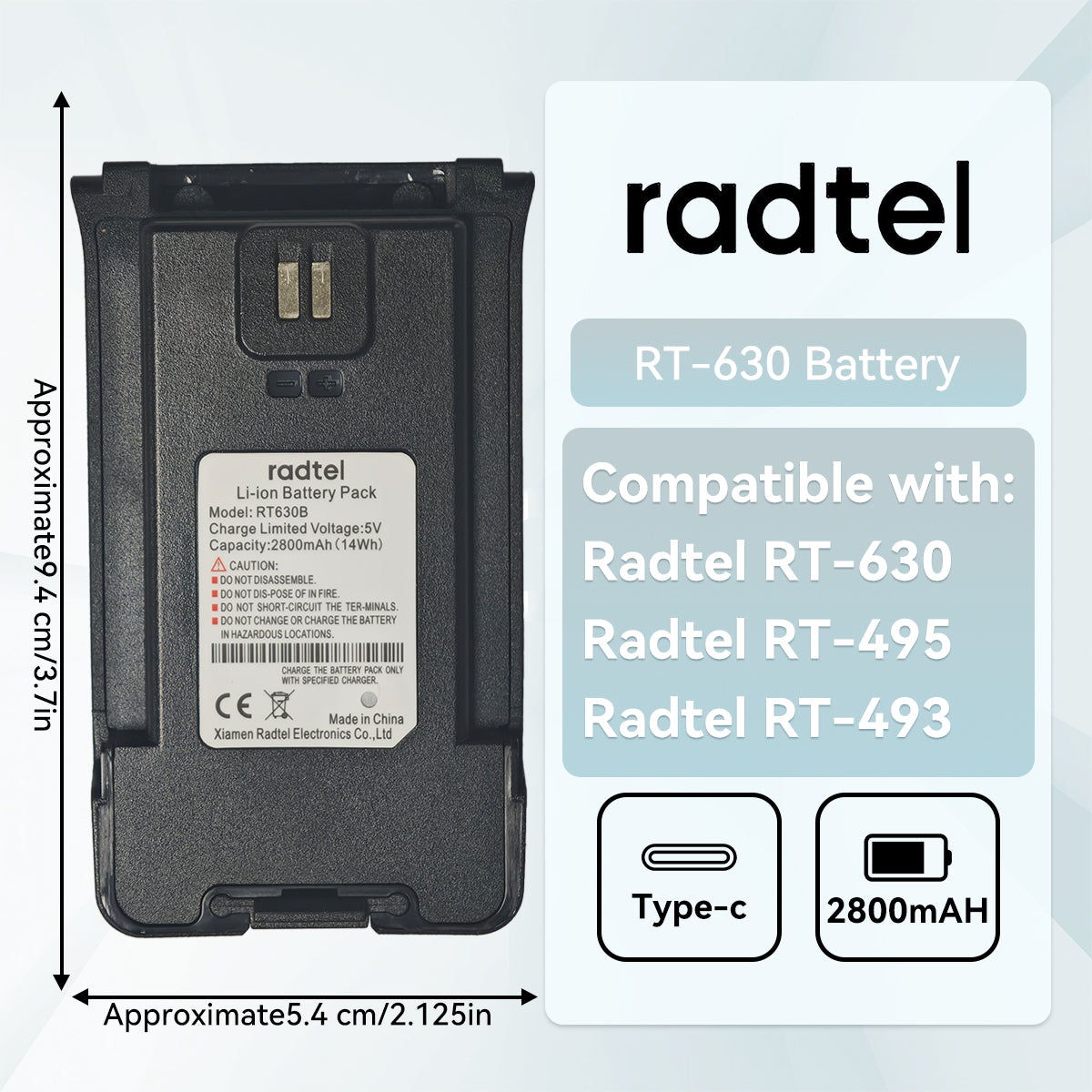 Li Rt Walkie Talkie Li-ion Battery Pack 2800mAh for Radtel RT-630 RT-495 Tw ...