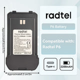Radtel P6 2200mAh Rechargeable Li-ion Battery