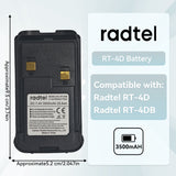 Radtel RT-4D Battery  3500mAh Li-ion Battery Pack for Radtel RT-4D Digital DMR radio