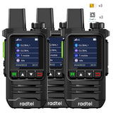 Radtel P6 Rapid Radios Unlimited Range, 5000 Miles Above Walkie Talkie Nationwide Handheld PoC for Adults Rechargeable PTT, Long Distance Walkie-talkies with Lights(3 Pack)