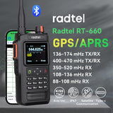 Radtel RT-660 IP67 GPS Bluetooth Dual Band VHF/UHF Two-Way Radio APRS  SATCOM KISS TNC Text Messaging, Aviation Band Scanner, NOAA Weather Alerts, USB-C Rechargeable Battery