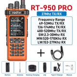 (Pre-order) Radtel RT-950 PRO Orange (27Mhz TX/RX) 10W Walkie Talkie AM/FM/USB/LSB/CW Receive GPS/APRS Wireless Bluetooth Phone Programming NOAA Two Way Radio（副本）