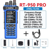 (Pre-order) Radtel RT-950 PRO Blue (27Mhz TX/RX) 10W Walkie Talkie AM/FM/USB/LSB/CW Receive GPS/APRS Wireless Bluetooth Phone Programming NOAA Two Way Radio