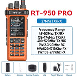 (Pre-order) Radtel RT-950 PRO Orange (27Mhz TX/RX) 10W Walkie Talkie AM/FM/USB/LSB/CW Receive GPS/APRS Wireless Bluetooth Phone Programming NOAA Two Way Radio（副本）