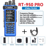 Radtel RT-950 PRO Blue (27Mhz TX/RX) 10W Walkie Talkie AM/FM/USB/LSB/CW Receive GPS/APRS Wireless Bluetooth Phone Programming NOAA Two Way Radio