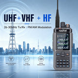 Radtel RT-1000Pro 27-30Mhz TX/RX (AM & FM Mod) + 108-136Mhz TX/RX (AM)+ UHF/VHF(FM), UHF 7W/VHF 8W Two Way Radio, LW/MW/SW RX at AM/FM/USB/LSB with GPS/APRS/Spectrum