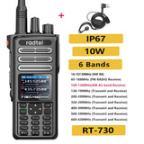 Radtel RT-730 IP67 Wodoodporny 10w Air Band Walkie Talkie Pełnopasmowy Amatorski Ham 199CH HT USB-C Bateria NOAA FM AM UHF VHF Satcom 