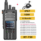 Radtel RT-730 IP67 Waterproof 10w Air Band Walkie Talkie Full Band Amateur Ham 199CH  HT USB-C Battery NOAA FM AM UHF VHF Satcom