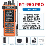 (Pre-order) Radtel RT-950 PRO Orange (27Mhz TX/RX) 10W Walkie Talkie AM/FM/USB/LSB/CW Receive GPS/APRS Wireless Bluetooth Phone Programming NOAA Two Way Radio（副本）