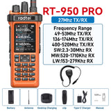 (Pre-order) Radtel RT-950 PRO Orange (27Mhz TX/RX) 10W Walkie Talkie AM/FM/USB/LSB/CW Receive GPS/APRS Wireless Bluetooth Phone Programming NOAA Two Way Radio（副本）