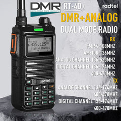 Radtel RT-7D Walkie Talkie DMR Dual Band – 4000 Canali, 10000 Talk Group, Crittografia AES256, UHF/VHF
