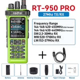 Radtel RT-950 PRO Green (27Mhz TX/RX) 10W Walkie Talkie AM/FM/USB/LSB/CW Receive GPS/APRS Wireless Bluetooth Phone Programming NOAA Two Way Radio