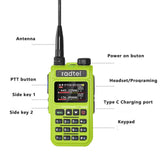 Radtel RT-890 Green Full Band Ham Two-Way Radio 999 CH Walkie Talkie AM Aviation Band Reception Color LCD HT Transceiver