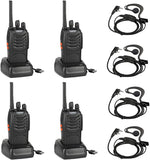 Radtel RT88 Wiederaufladbares FRS-Walkie-Talkie mit großer Reichweite, lizenzfreies Handfunkgerät, 16 Kanäle, Freisprecheinrichtung, USB-Aufladung, LED-Taschenlampe mit Ohrhörer 