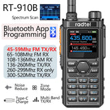 (Presale, Ship in 10 days) Radtel RT-910B Bluetooth App Programming Multi band 6 Meter Walkie Talkie 45-59Mhz TX/RX with 960 Channels AM/FM Two Way Radio Air Band Type C Spectrum Noise Reduce