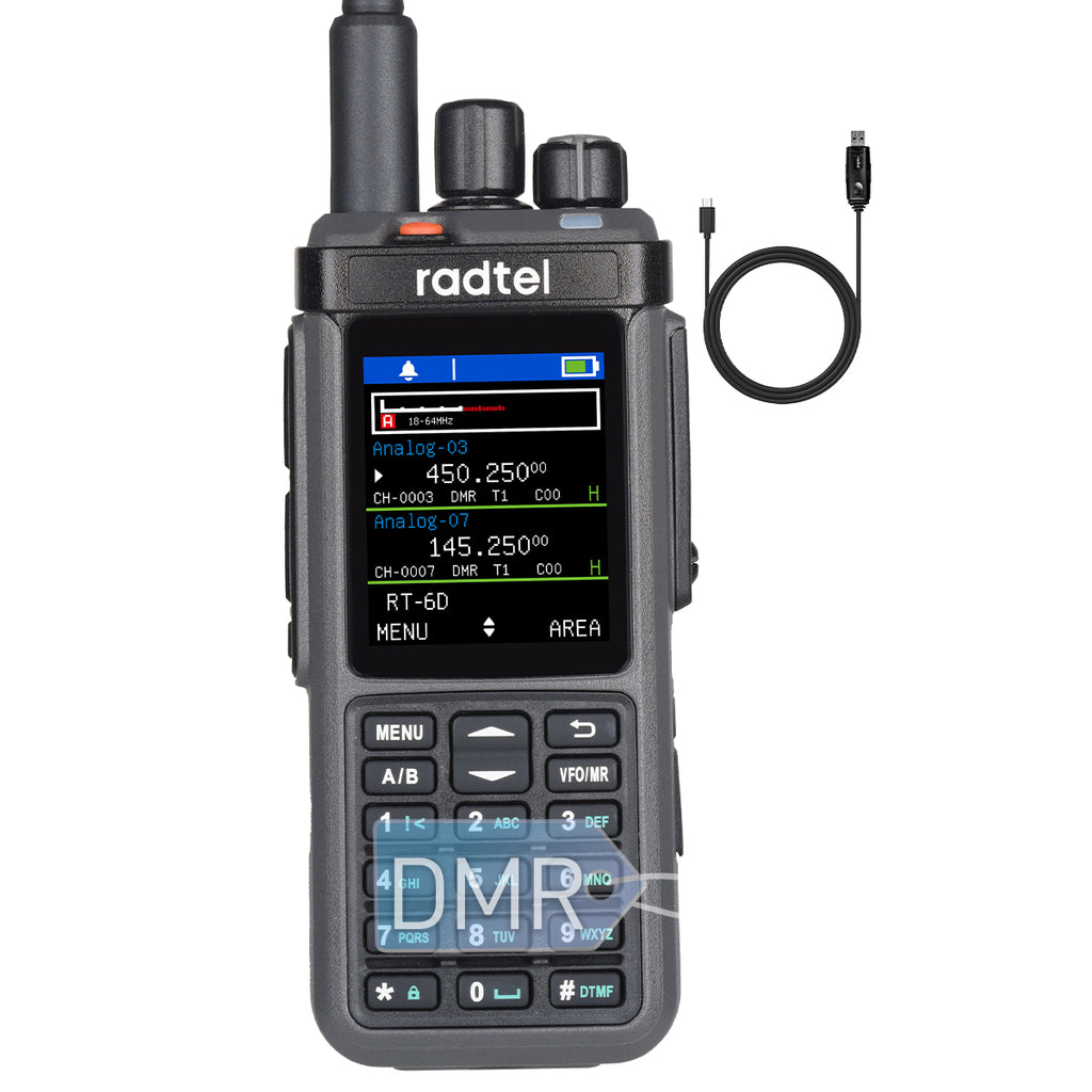 Radtel RT-6D DMR Radio 500K Contacts Dual Band Walkie Talkie Dual Time ...