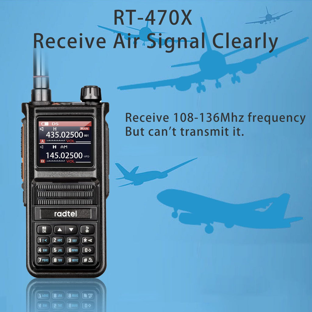Radtel RT-470X Tri-Band Radio Walkie Talkies 256CH Aviation Air Band ...