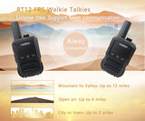 Radtel RT12 FRS Rechargeable Walkie Talkies for Adults Long Range Handheld FRS Two Way Radio 16CH Handsfree VOX for Camping Hiking (4 Pack)