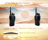 Radtel RT88 Rechargeable FRS Walkie Talkies Long Range Handheld License-Free Two Way Radio 16CH Handsfree USB Charging LED Flashlight with Earpiece