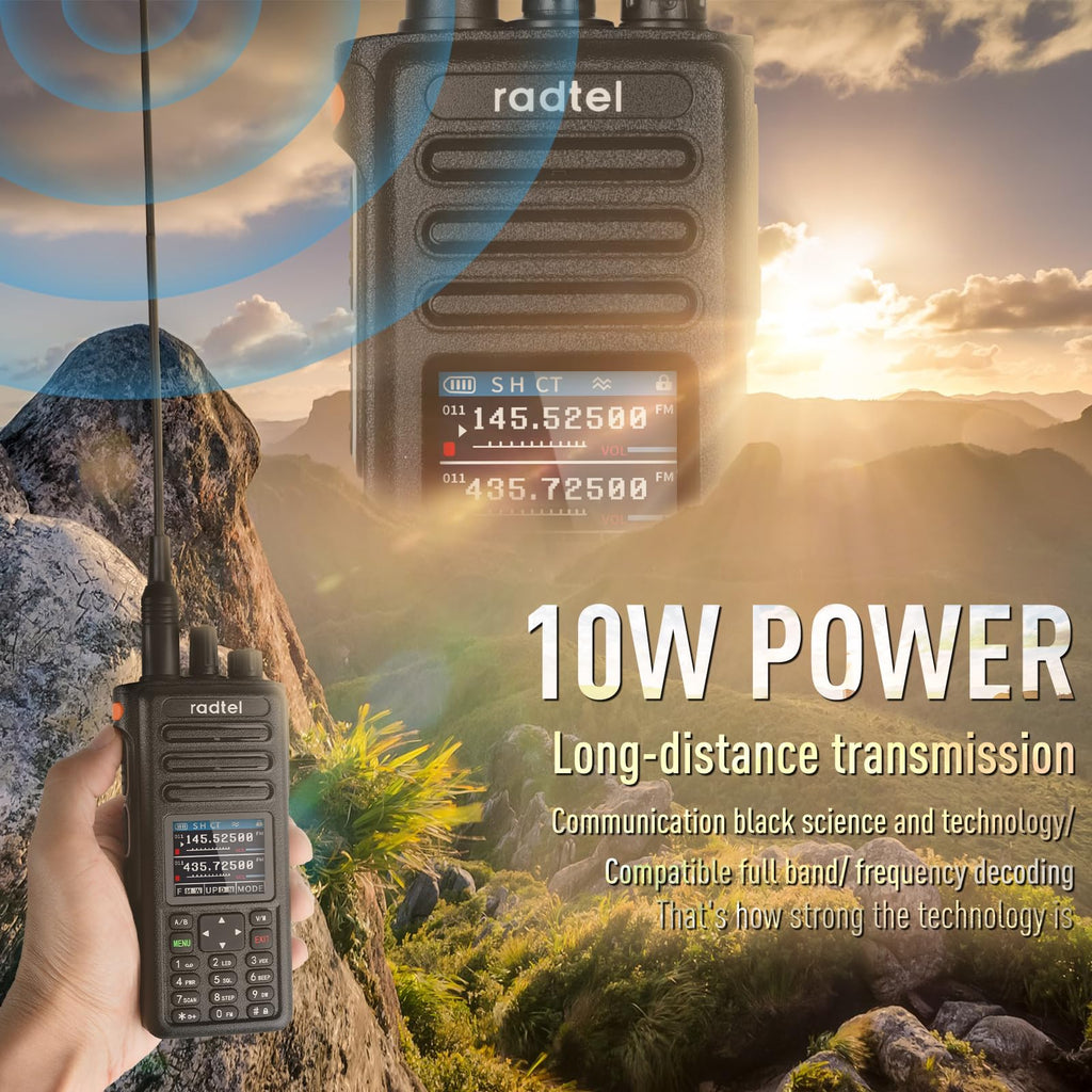 Radtel RT-880 Talkie-Walkie 10W Radio Amateur Portable - 1024 Canaux, HF CB SSB, Écran 2.4" Couleur