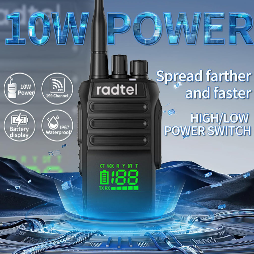 Channel 493 Rane Radtel RT-493 IP67 Waterproof GMRS Radio Handheld 10W Long Range Two ...