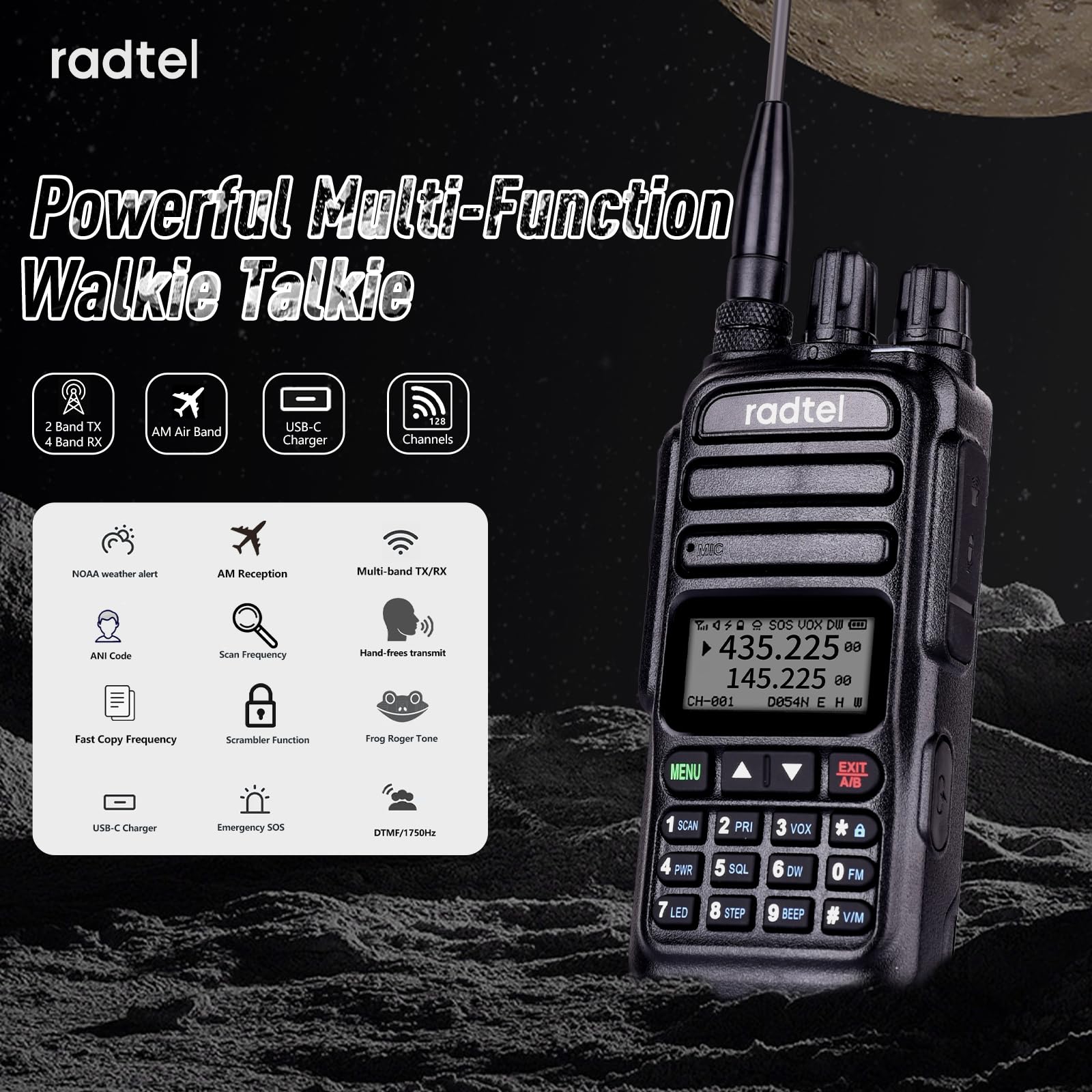 Radtel RT-493 IP67 Impermeable Radioaficionado de Mano 10W Radio de Dos vías de Largo Alcance para Adultos, Walkie Talkie 430-440 escaneo y recepción, Carga Tipo C, Pantalla incorporada Radtel RT-493 IP67 Impermeable Radioaficionado de Mano 10W Radio de Dos vías de Largo Alcance para Adultos, Walkie Talkie 430-440 escaneo y recepción, Carga Tipo C, Pantalla incorporada