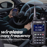 Radtel RT-890 Ham Radio 999 Channels Full Band Long Range Handheld Walkie Talkie AM Air Band Radio NOAA 108-520Mhz Scanning Receiver HT Transceiver Type C Battery Copy Frequency for Hiking
