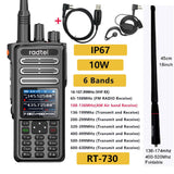 Radtel RT-730 IP67 Waterproof 10w Air Band Walkie Talkie Full Band Amateur Ham 199CH  HT USB-C Battery NOAA FM AM UHF VHF Satcom