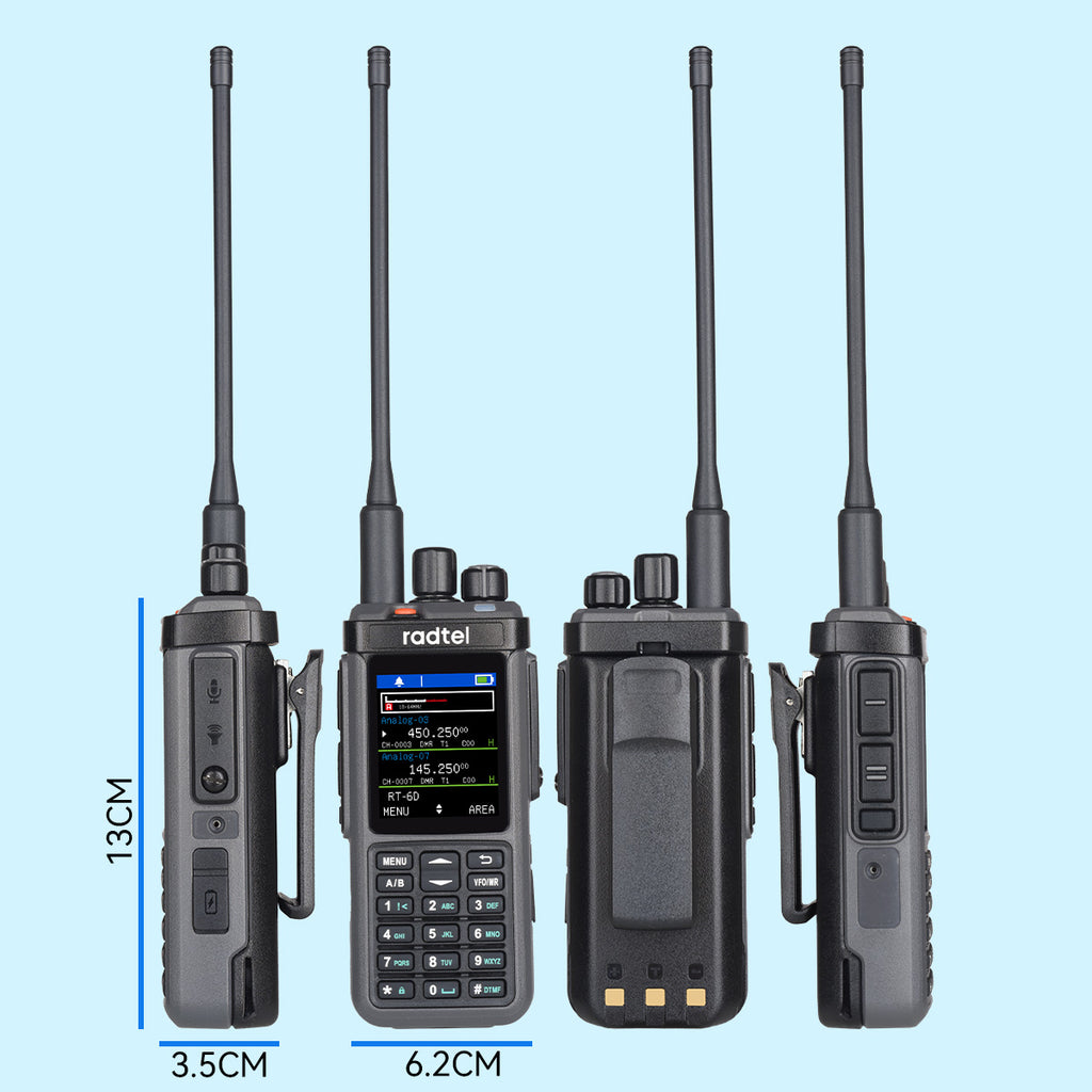 Radtel RT-6D DMR Radio 500K Contacts Dual Band Walkie Talkie Dual Time ...