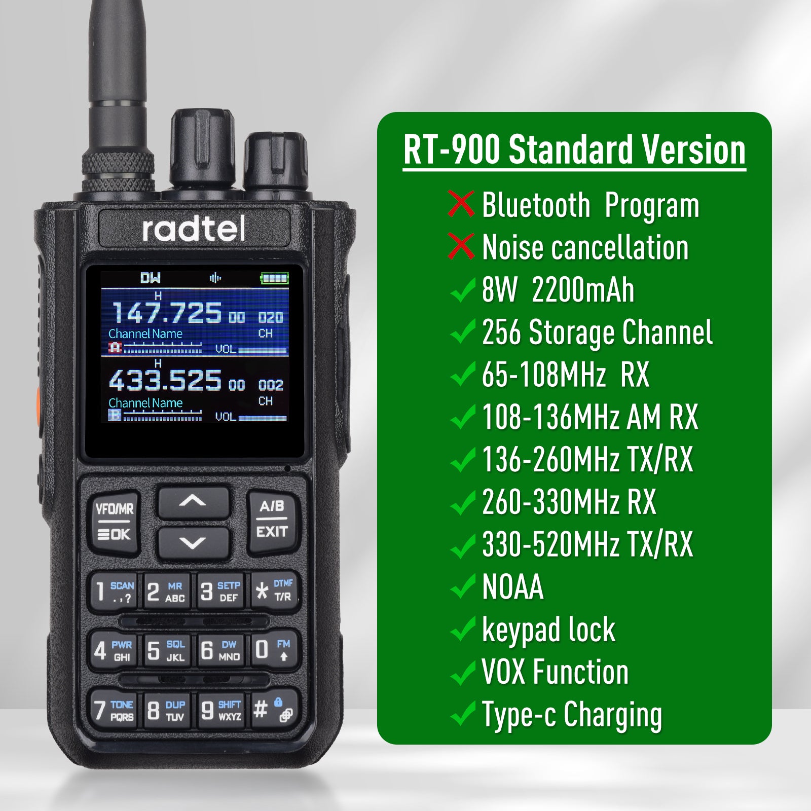 Radtel RT-900 10W Full band Ham Radio Walkie Talkie 256CH Air Band Tw ...