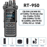 Radtel RT-950 Ham Radio 27Mhz RX 10W Walkie Talkie Long Range AM/FM/CB Receive GPS/APRS Wireless Bluetooth Phone Programming NOAA Two Way Radio