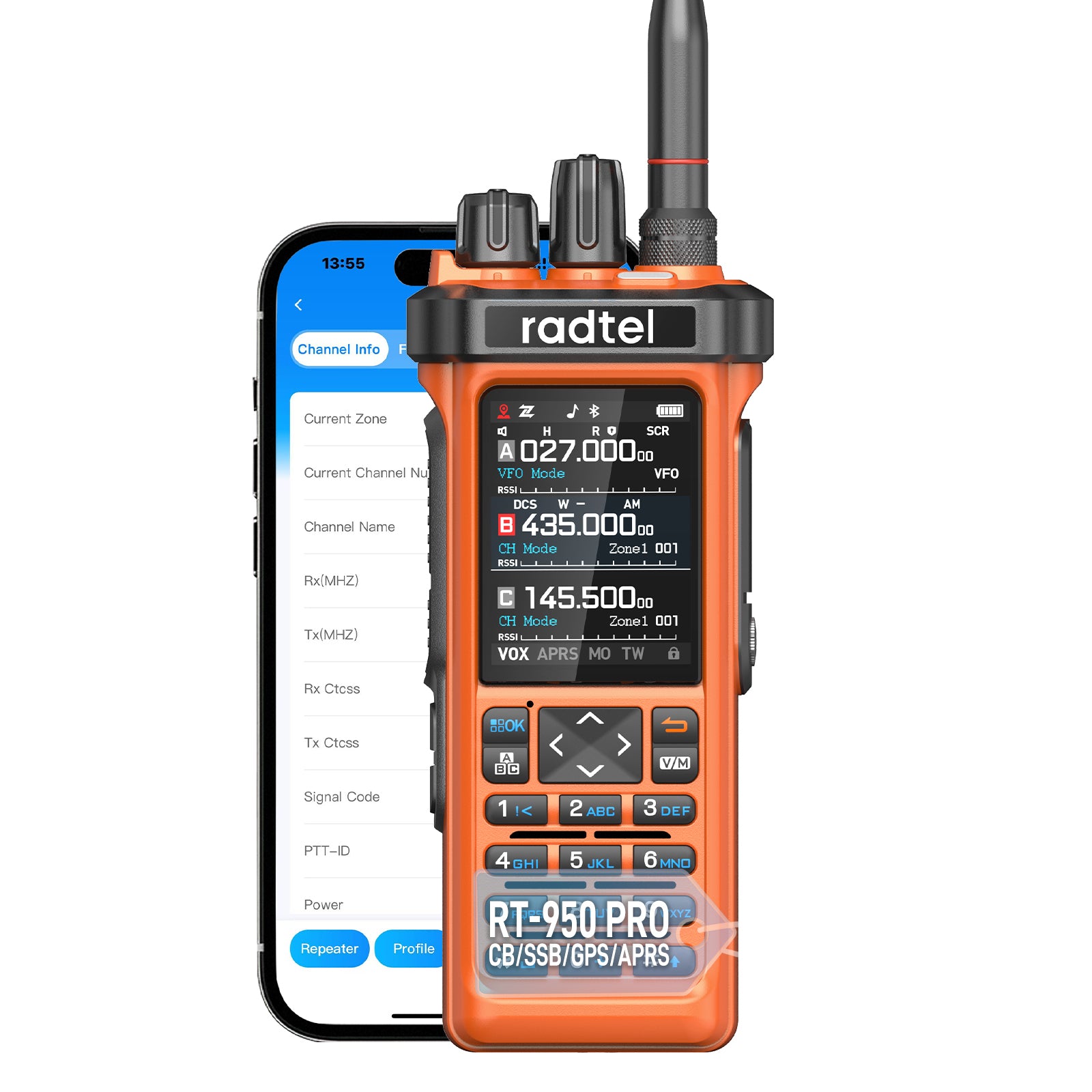 Talkie-walkie Radio Amateur Radtel RT-950 Pro - 10W, GPS/APRS, Bluetooth, NOAA - Portable Longue Portée