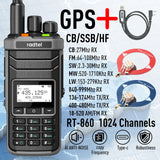 Radtel RT-860G Multi Band Ham Radio GPS HF UHF VHF Dual Band with AM USB LSB CW CB LW MW SW SSB Reception,1024 Channels, 2000mAh